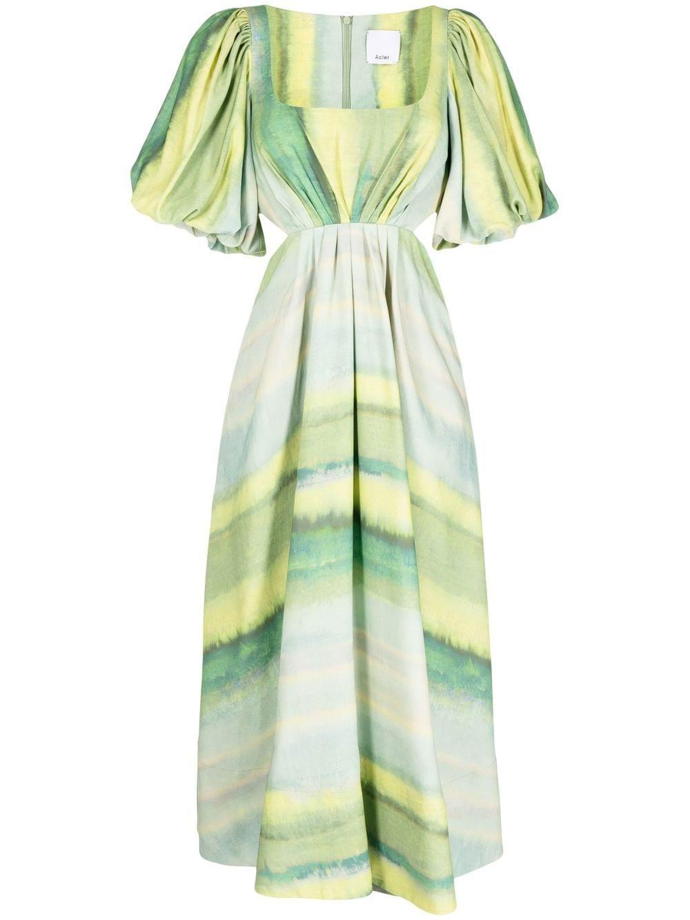Acler Temple Striped Midi Dress in Green | Lyst