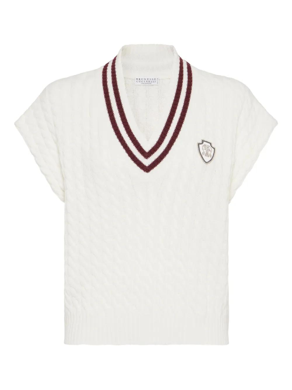 【送料&関税込】Brunello Cucinelli White V-neck Pullover Wit BRUNELLO CUCINELLI cashmere V-neck jumper rose | BRAUN Hamburg