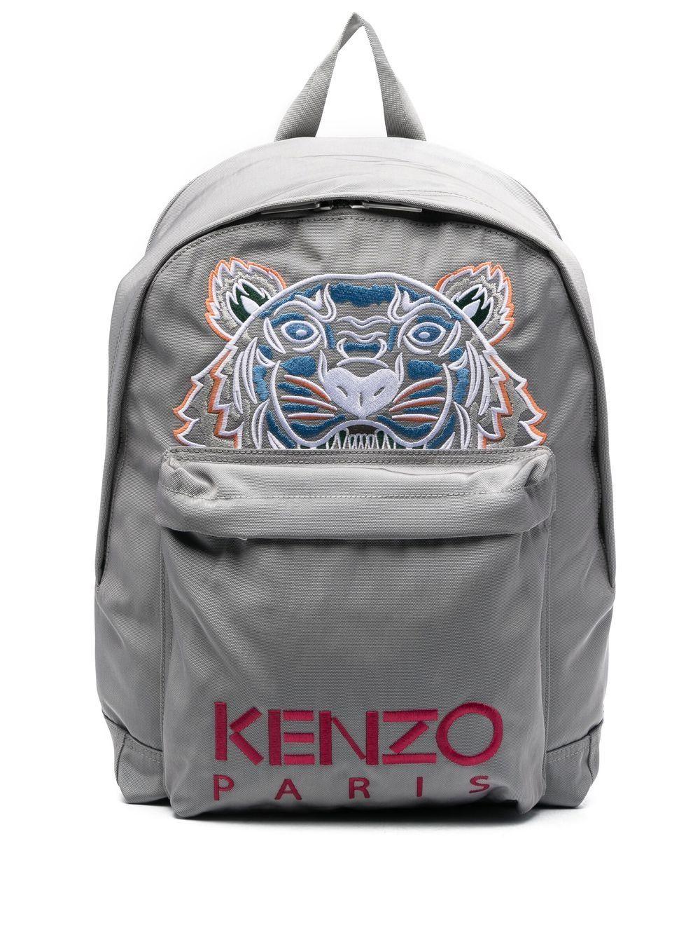 KENZO Logo-embroidered Backpack in Gray | Lyst