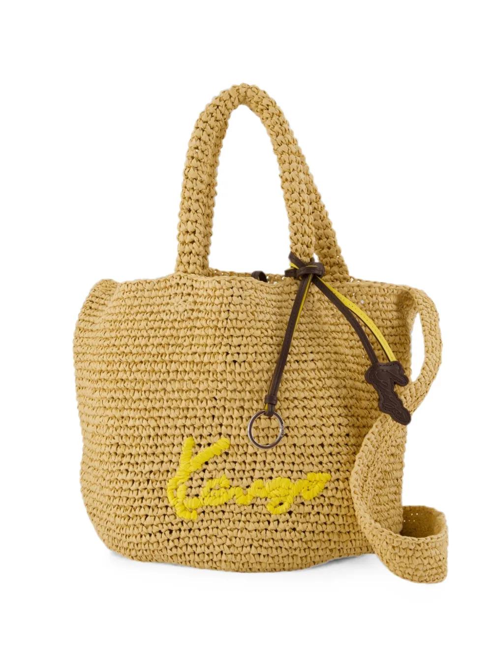 KENZO Small Logo-Embroidered Raffia Bag in Metallic | Lyst UK