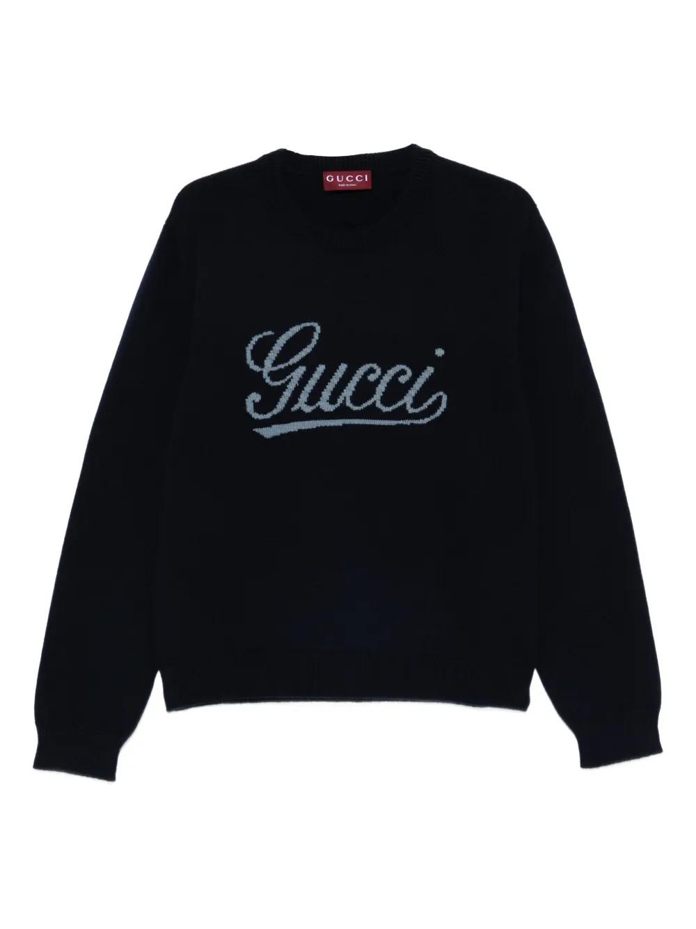 ネイビーブルー】 GUCCI(グッチ） セーター Vネック サイズ#L ウール 