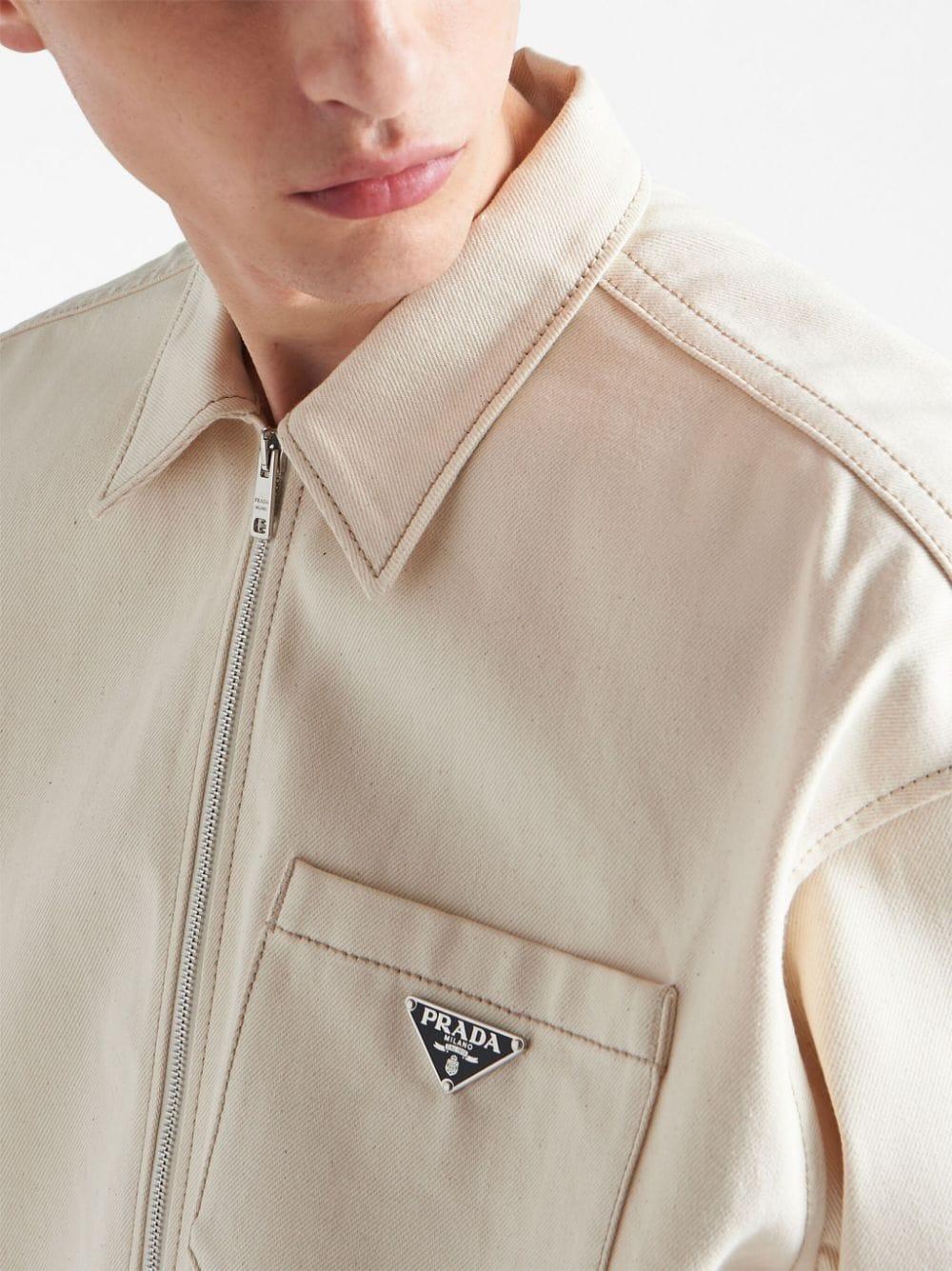 Jacket Prada Zip Up Top Prada Triangle-logo Zip-up Shirt Jacket In