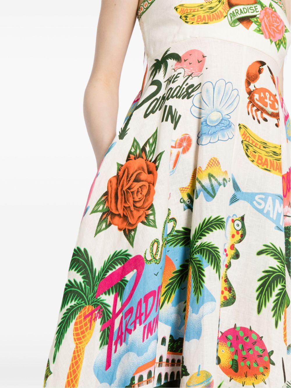 almais paradiso linen midi dress Almais Paradiso printed linen maxi dress ALMAIS