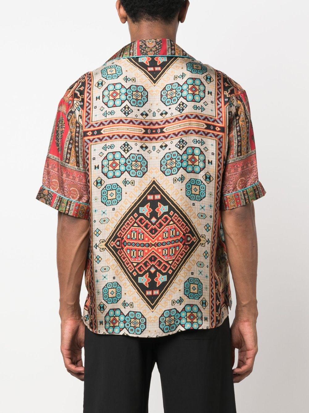 Pierre Louis Mascia Monogram Silk Shirt in Natural for Men
