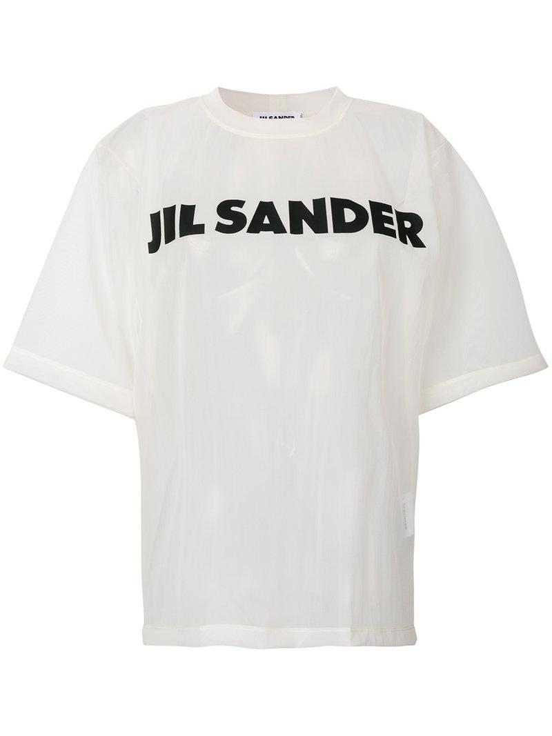 Jil Sander Sheer Logo Patch T-shirt in White | Lyst