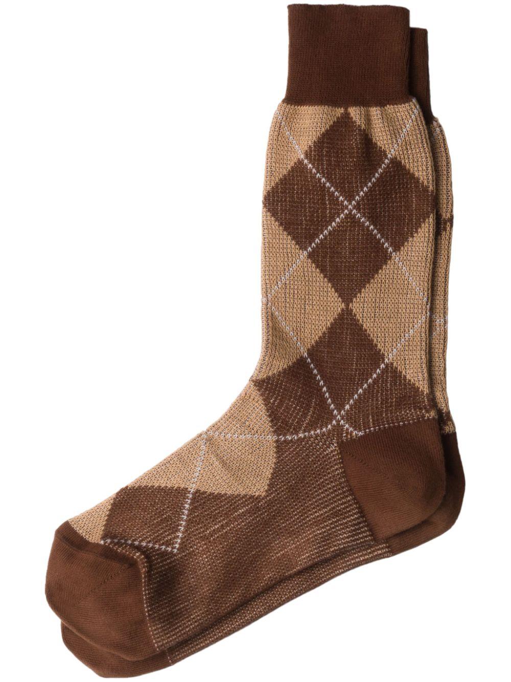Prada Check Cotton Socks in Brown for Men Lyst UK