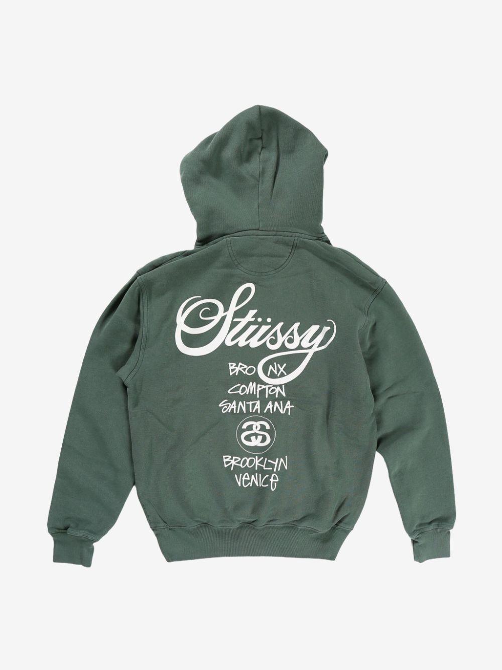 ★人気★【STUSSY】★Stussy DSM World Tour Hoodi.e Green★ Stussy X Dover Street Market World Tour Crew DSM Mens XL