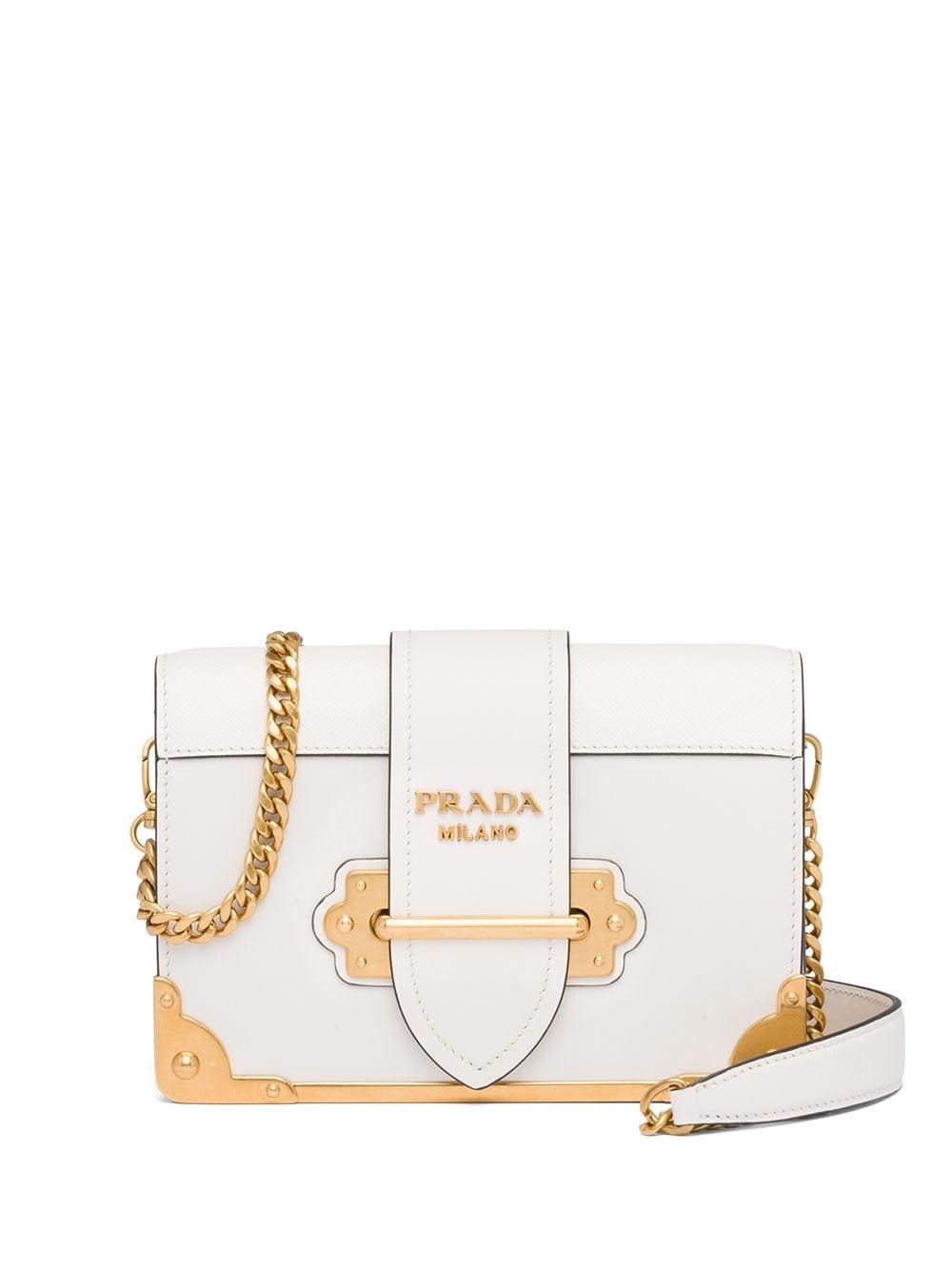 Prada Leather Cahier Bag in White | Lyst