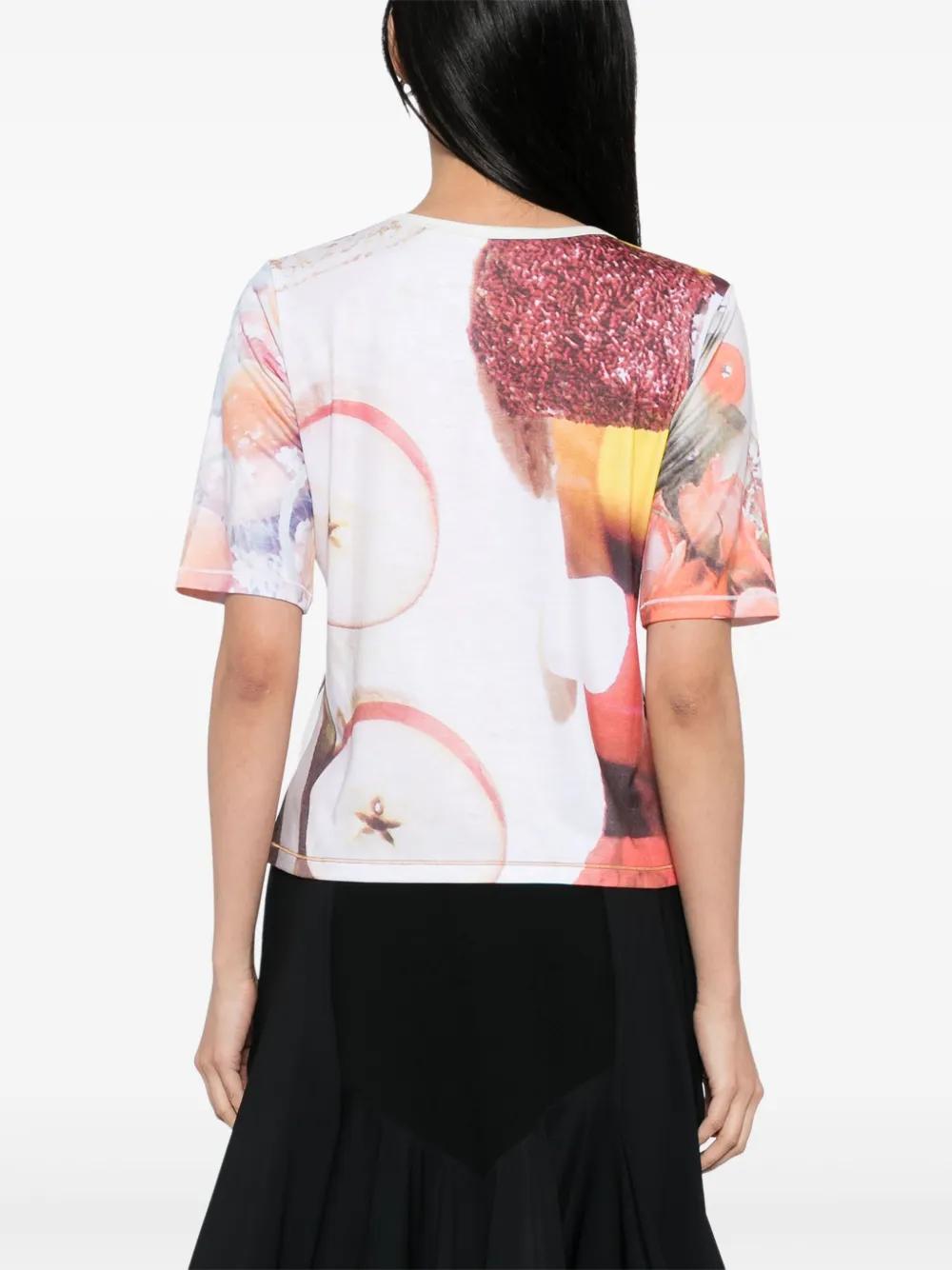 CHOPOVA LOWENA Tシャツ 半袖 White & Black Cat Consort Short Sleeve Mesh T-shirt by