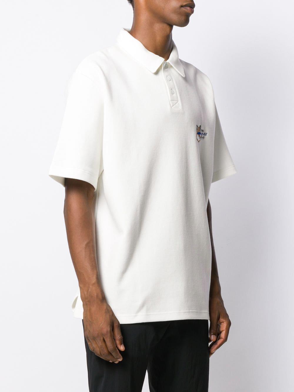 Maison KitsunÃ© Cotton The Bluest Fox Polo Shirt in White for Men - Lyst