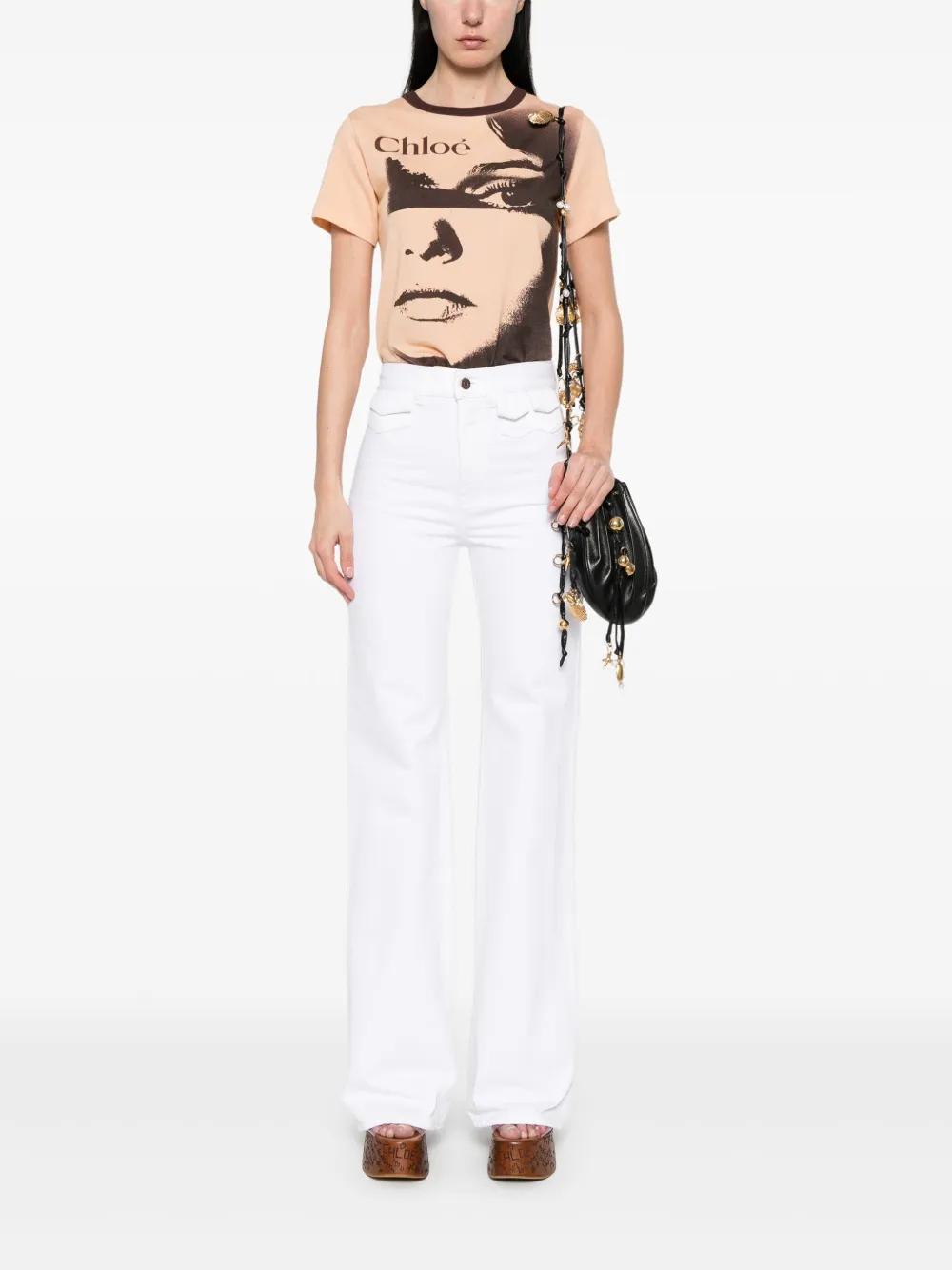 Chloé Face Print T-Shirt in Natural | Lyst