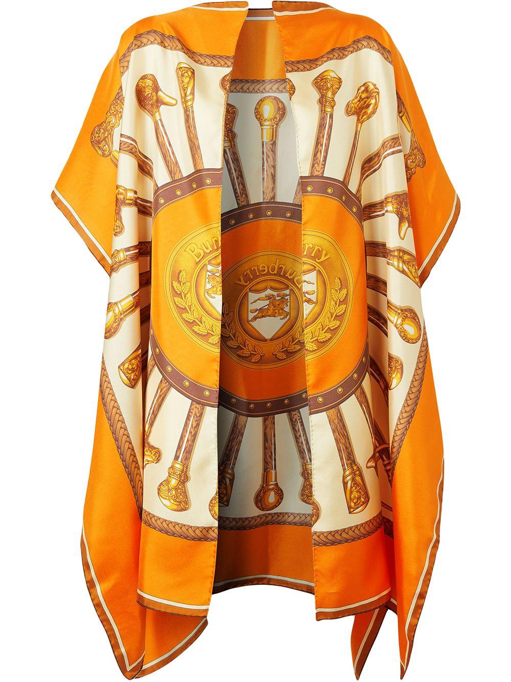 Burberry Zijde Sjaal Met Print in het Oranje | Lyst NL