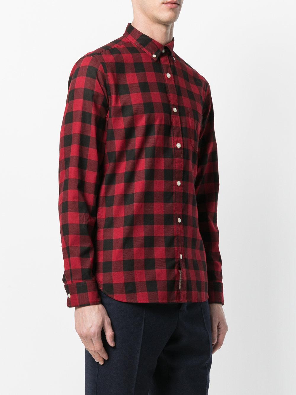 red and black burberry shirt
