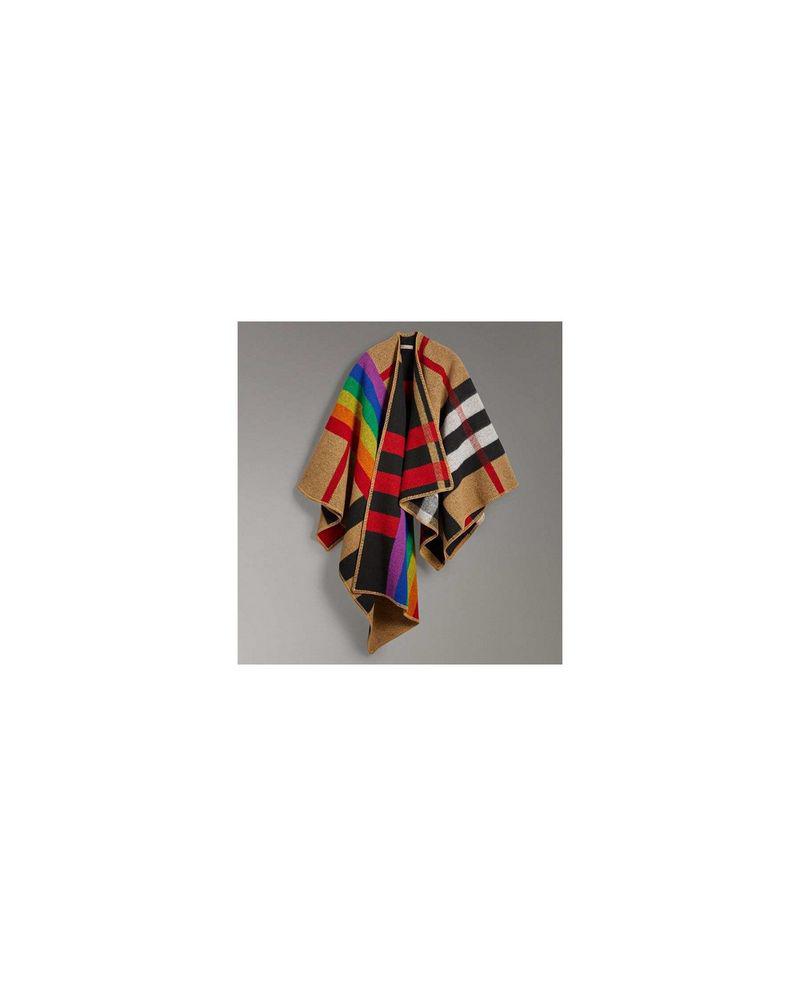 burberry mega rainbow check cape
