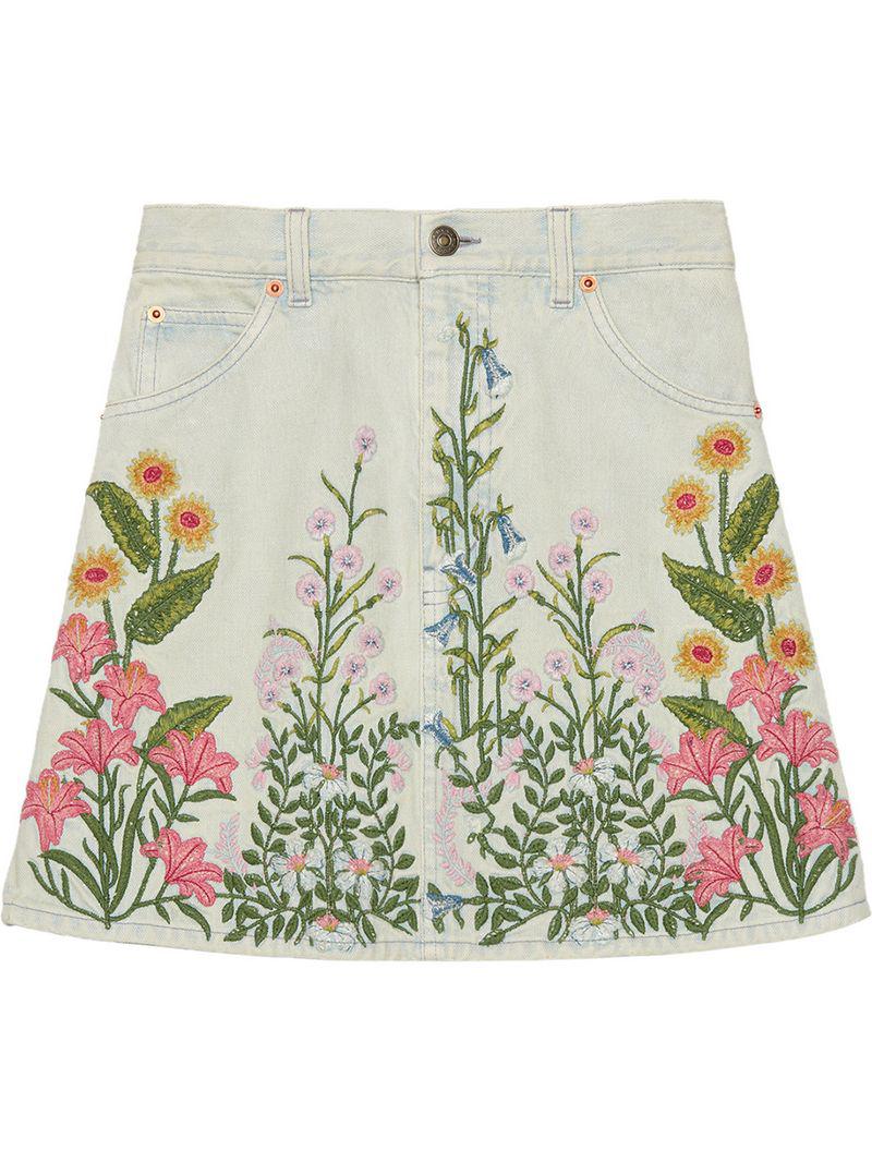 flower denim skirt