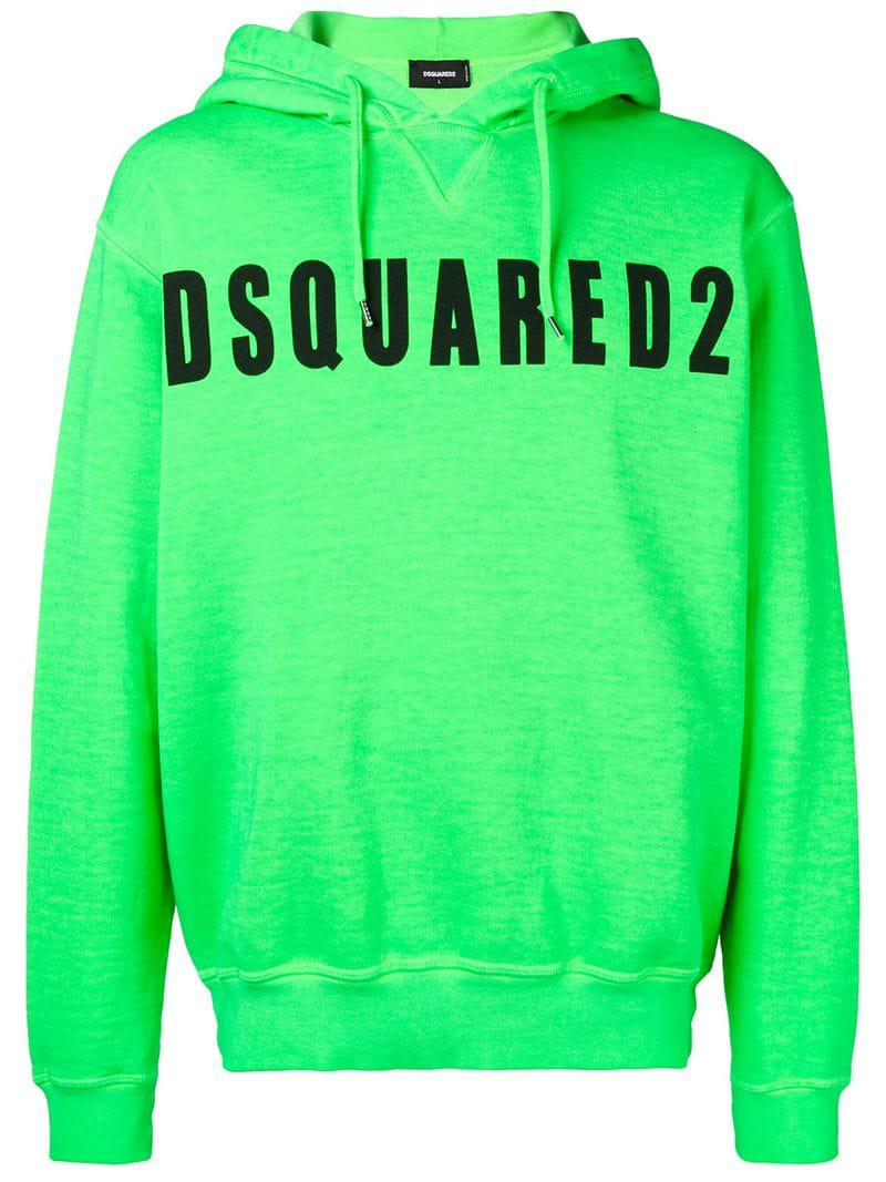 DSquared² Cotton Logo Hoodie in Green for Men - Lyst