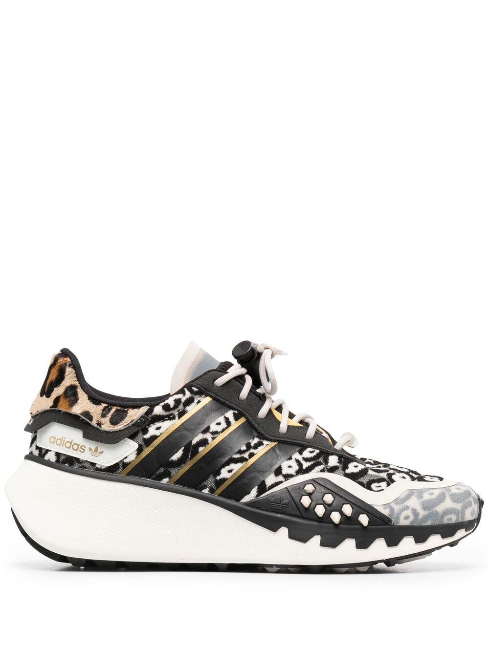 adidas Cotton Choigo Leopard-print Sneakers in Black | Lyst