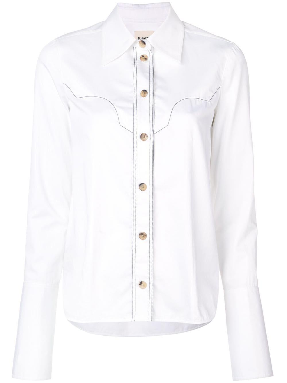 Khaite Cotton Contrast Stitch Shirt in White Save 50 Lyst