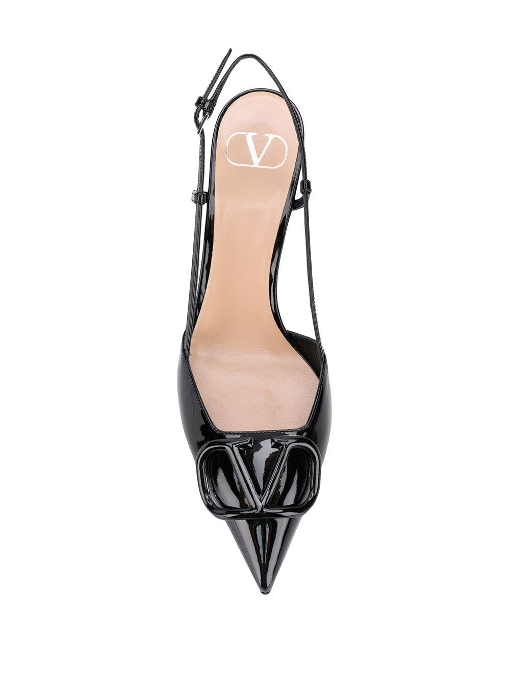 Valentino Garavani Leather Vlogo Slingback Pumps in Black - Lyst