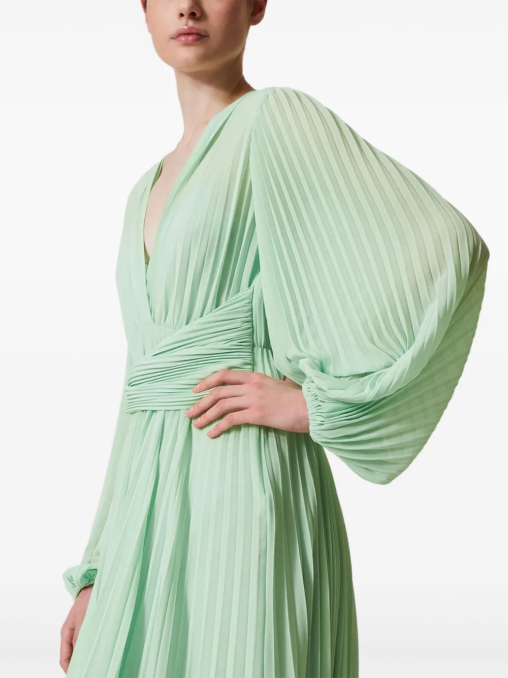 green maxi pleated dress GREEN FAUX LEATHER GATHERED TOP | CULT MIA main image 0
