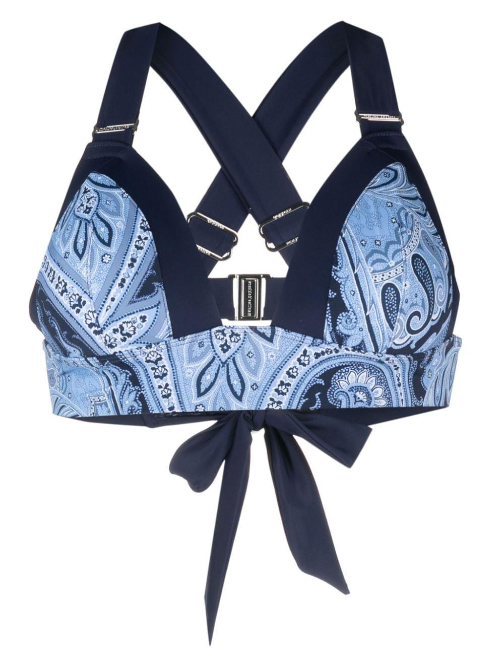 Marlies Dekkers Cache Coeur Paisley-print Bralette Bikini Top in Blue
