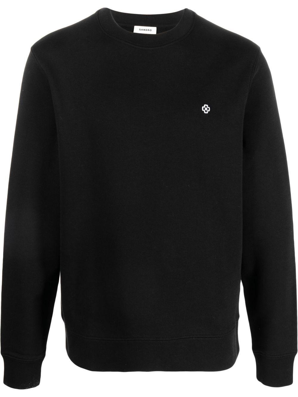 Sandro Embroidered Cross Crew-neck Sweatshirt in Black for Men | Lyst