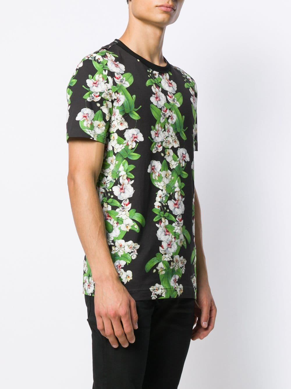 Dolce & Gabbana Cotton Floral Print T-shirt in Black for Men - Lyst