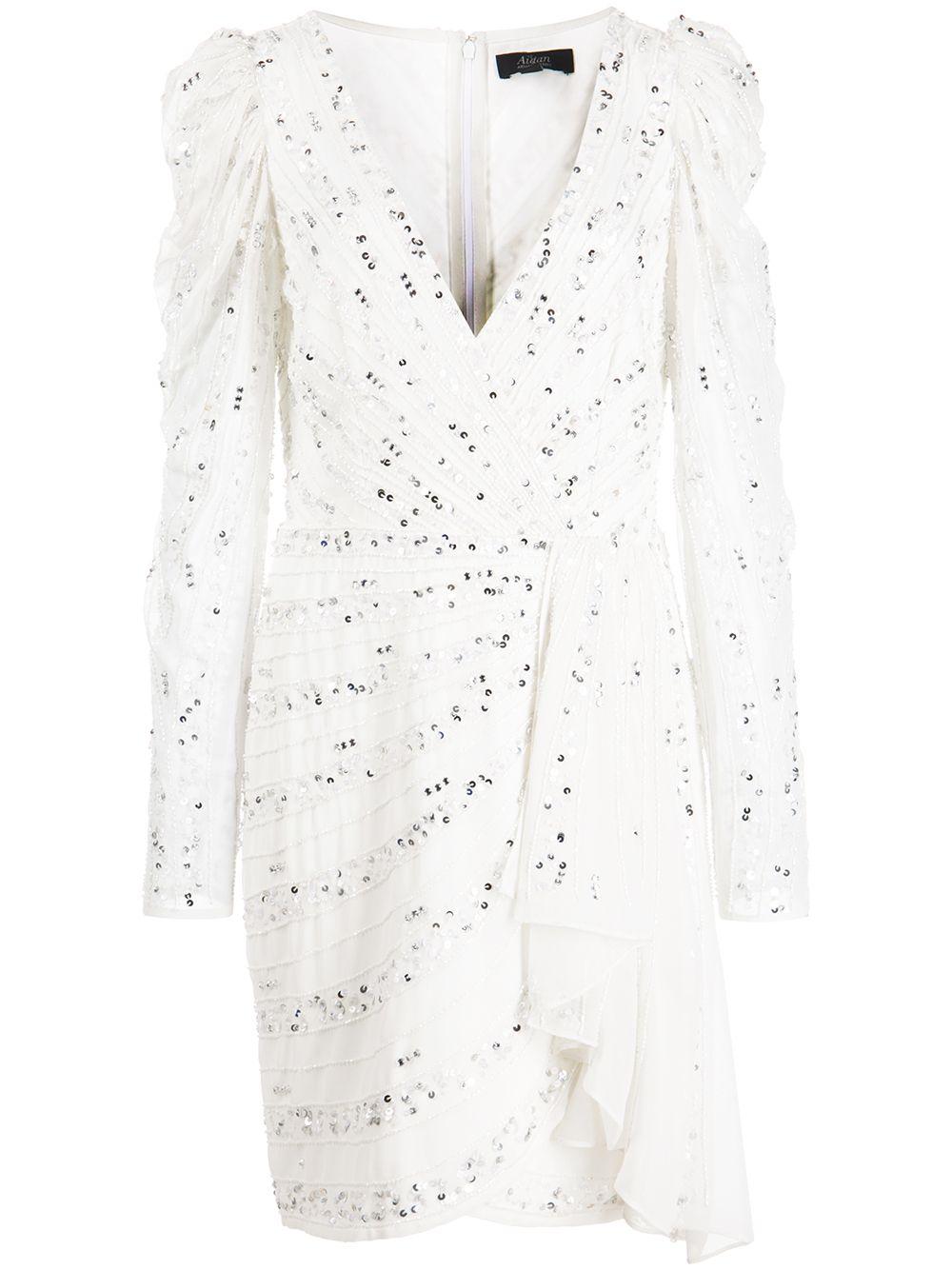 Aidan Mattox Sequinembellished Mini Dress in White Lyst