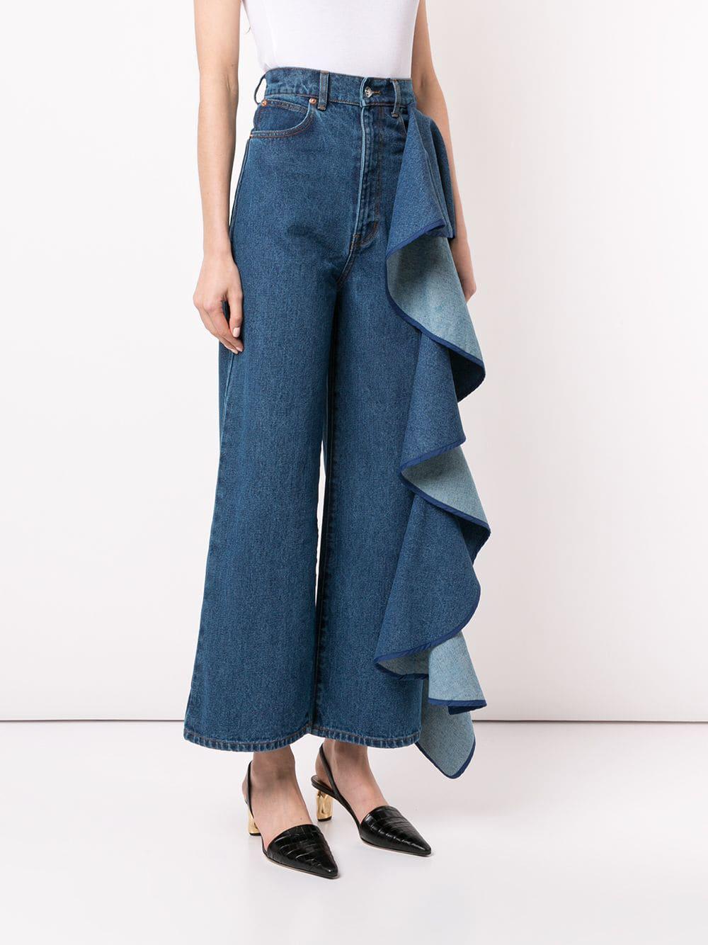 Solace London Denim Tay Ruffle Detail 