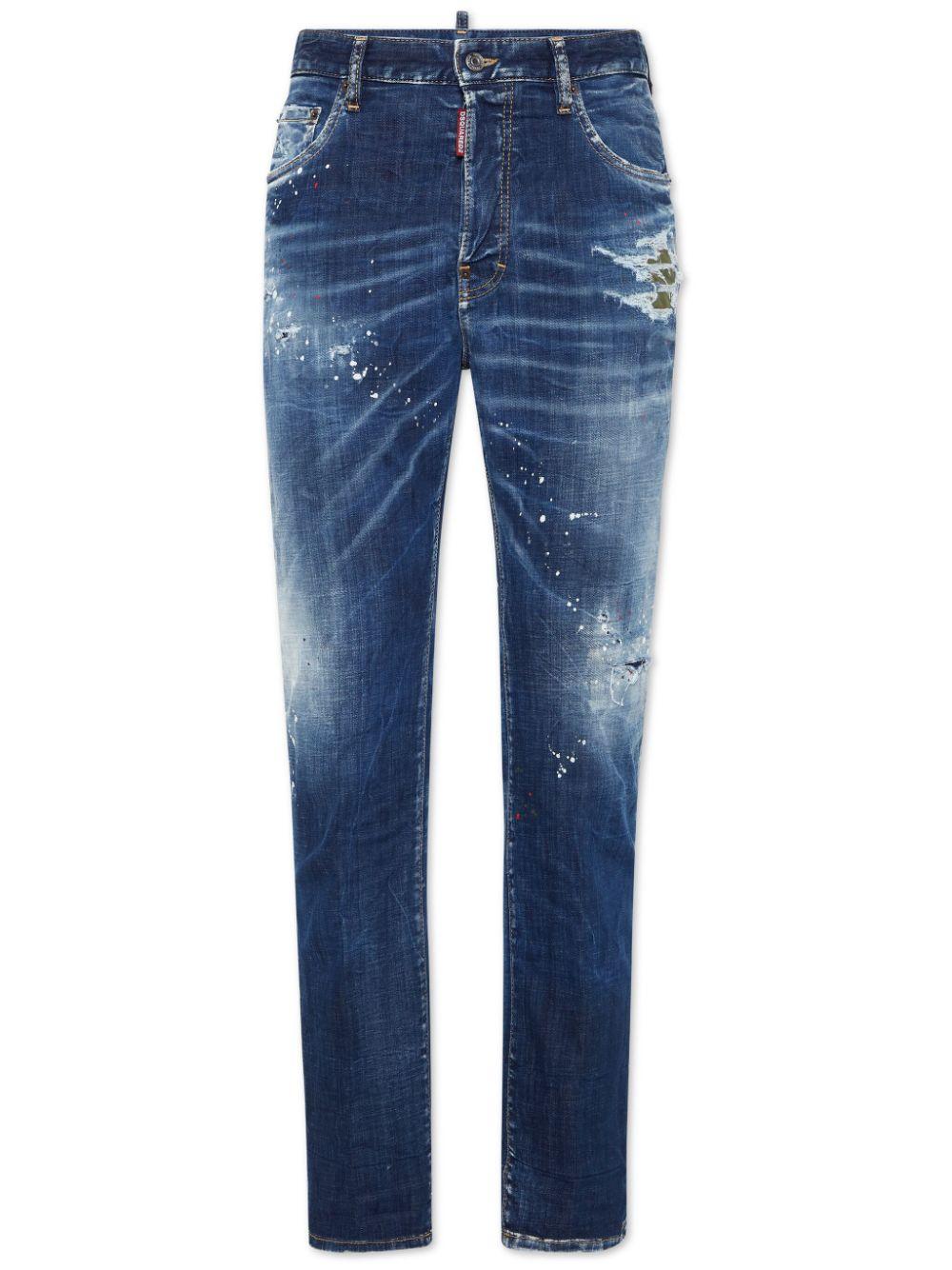 DSquared² メンズ ブルー ダメージ ジーンズ ジーンズ
