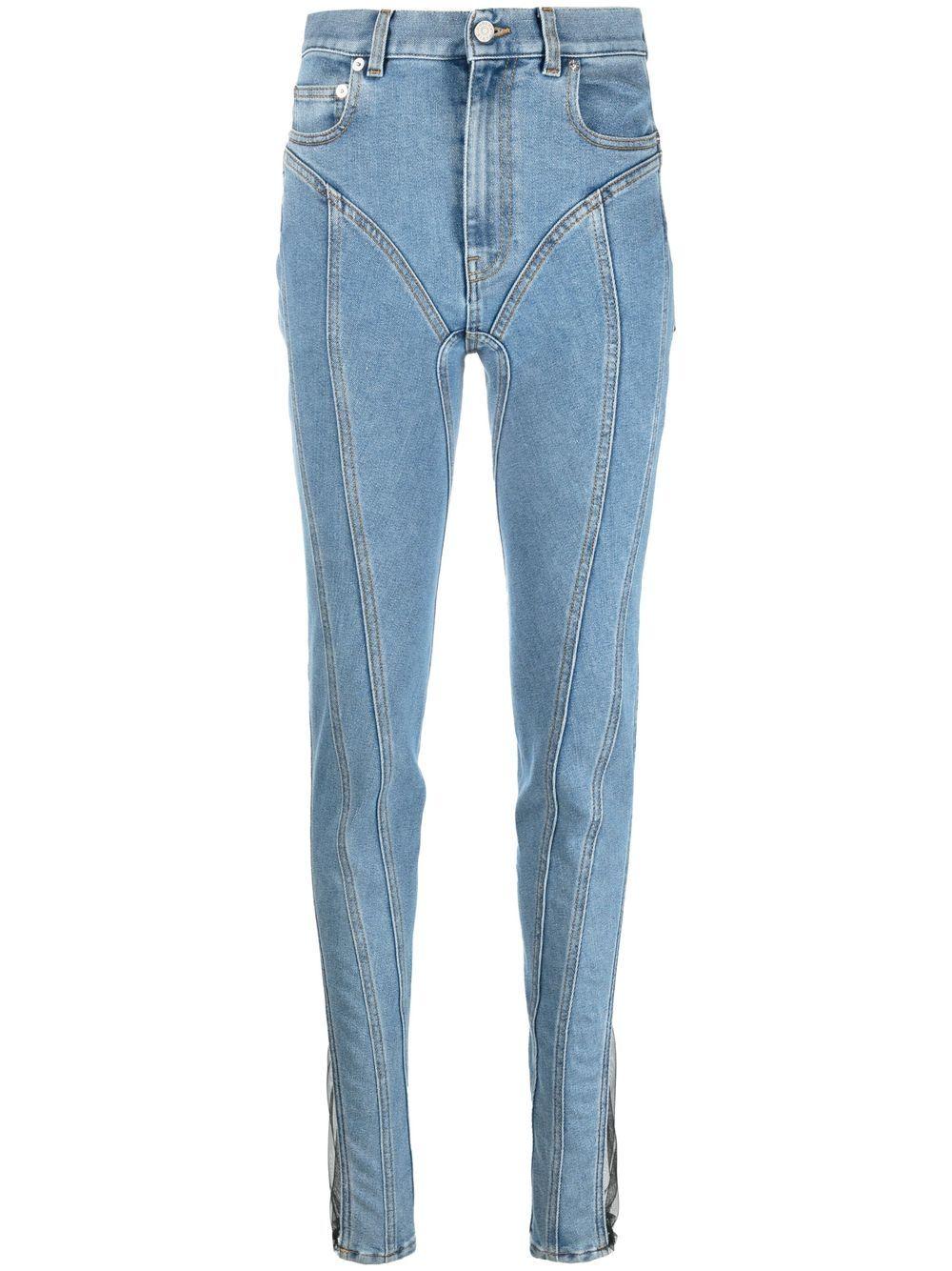 Jeans skinny con pannello semi trasparente di Mugler in Blu | Lyst