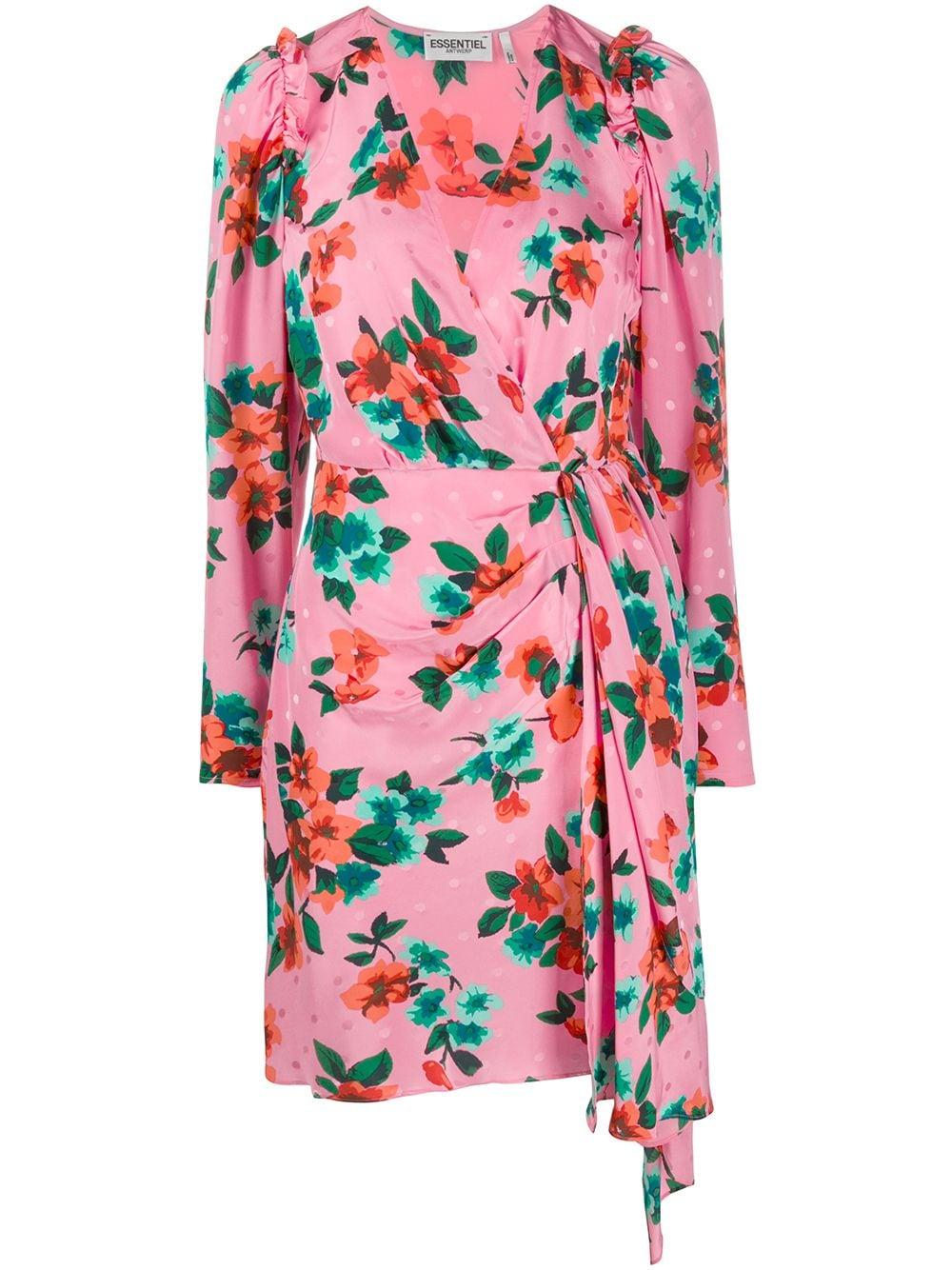 Essentiel Antwerp Silk Floral Print Dress in Pink - Lyst