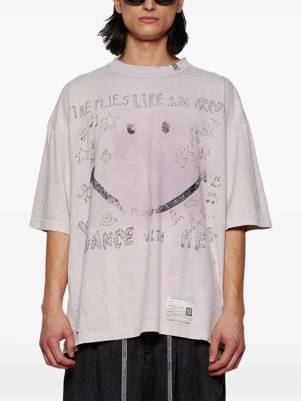 『Maison Mihara Yasuhiro』グラフィック ダメージ Tシャツ Maison MIHARA YASUHIRO グラフィック Tシャツ | ブラック