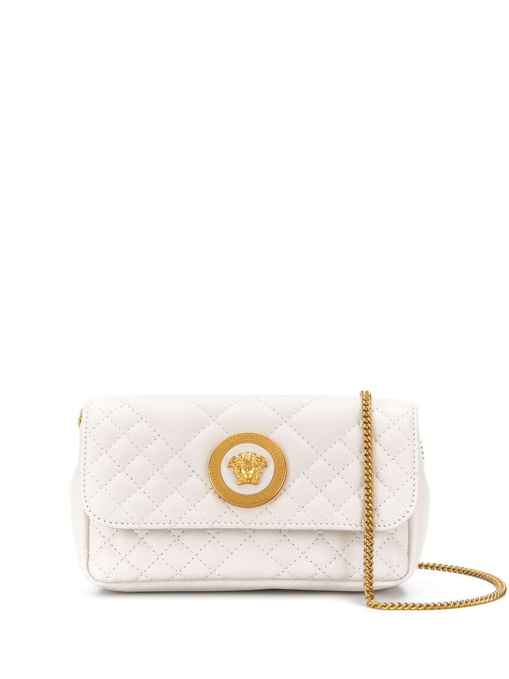 Versace Quilted Medusa Crossbody Bag in White | Lyst Canada