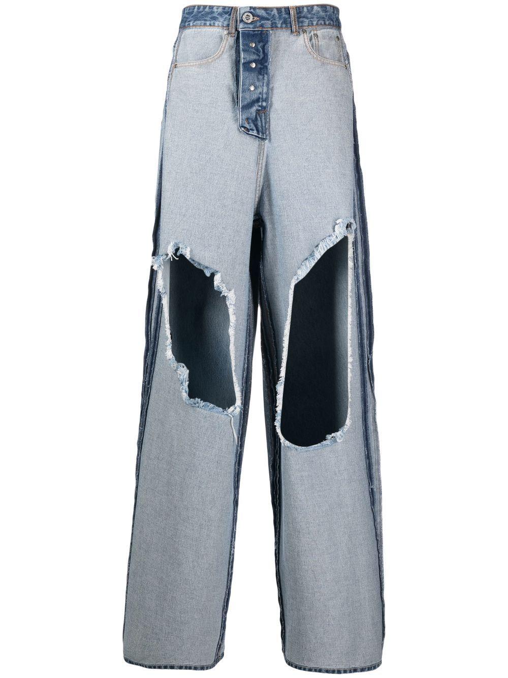Vetements Ripped Wide-leg Jeans in Blue | Lyst