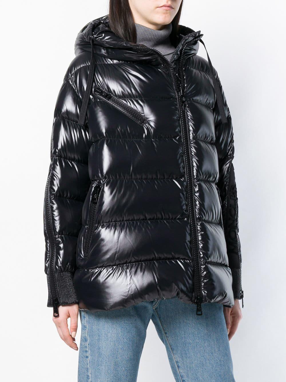 Moncler Synthetic Liriope Shiny Puffer Jacket in Black | Lyst