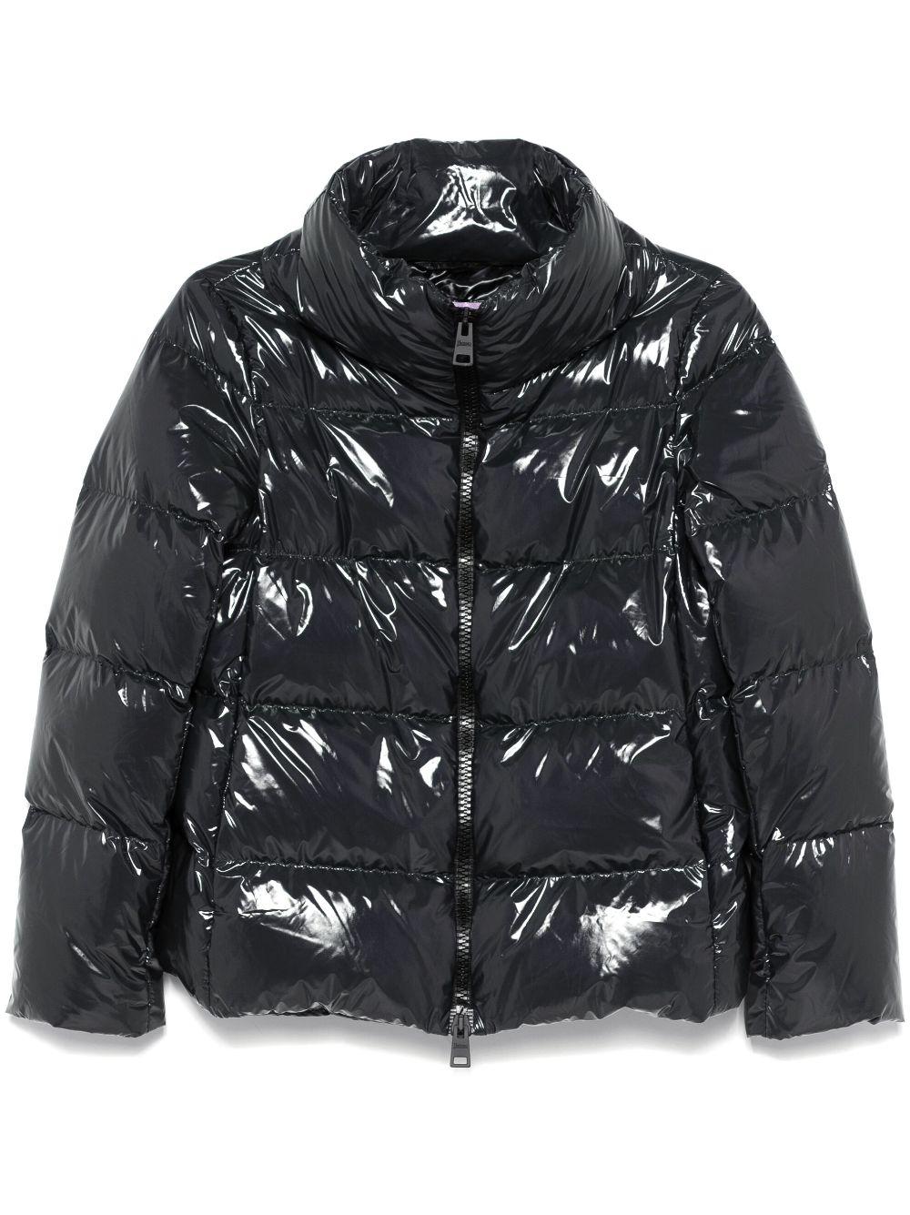 Gloss black puffer jacket best sale