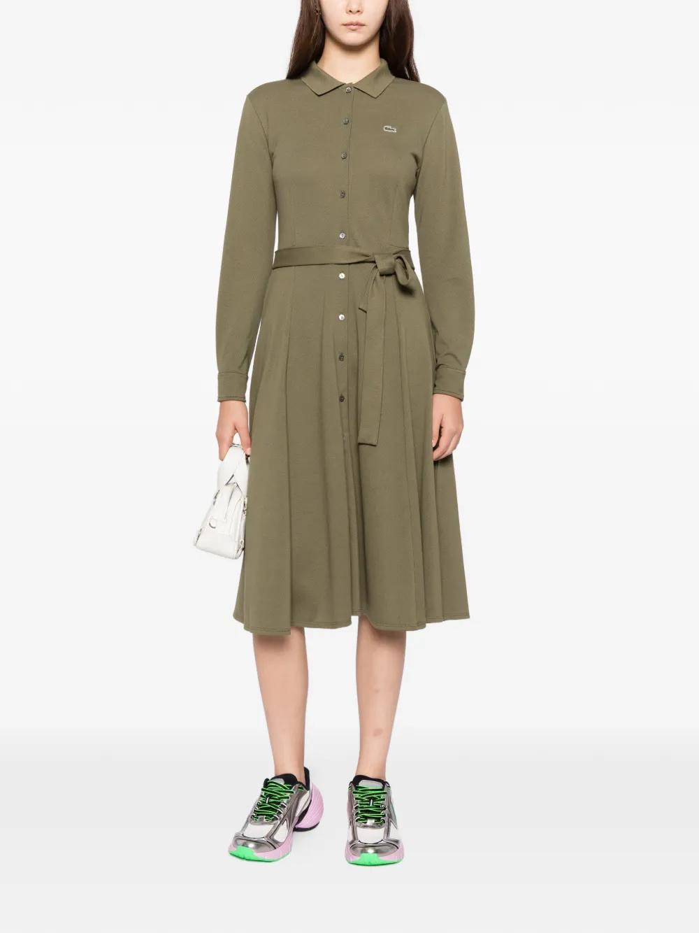 green deep v dress LACOSTE WOMEN Stretch Tennis Dress and Shorts White Khaki Green –  MAISONDEFASHION.COM main image 0