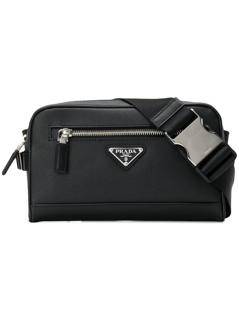Prada Leather Classic Sling Bag in Black for Men | Lyst Canada