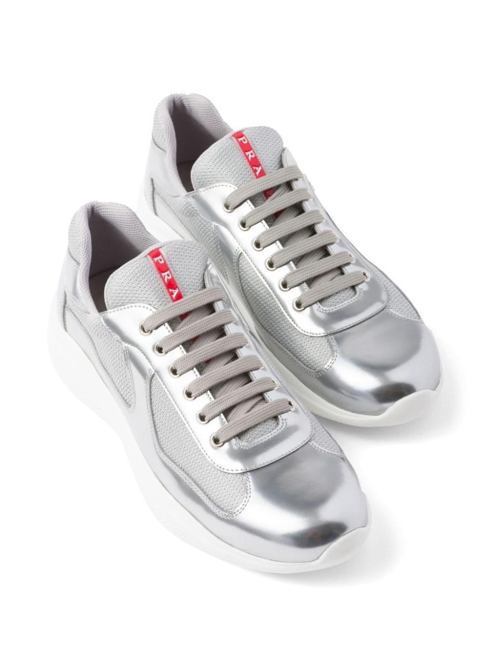 Prada America s Cup Panelled Sneakers in Metallic for Men Lyst UK
