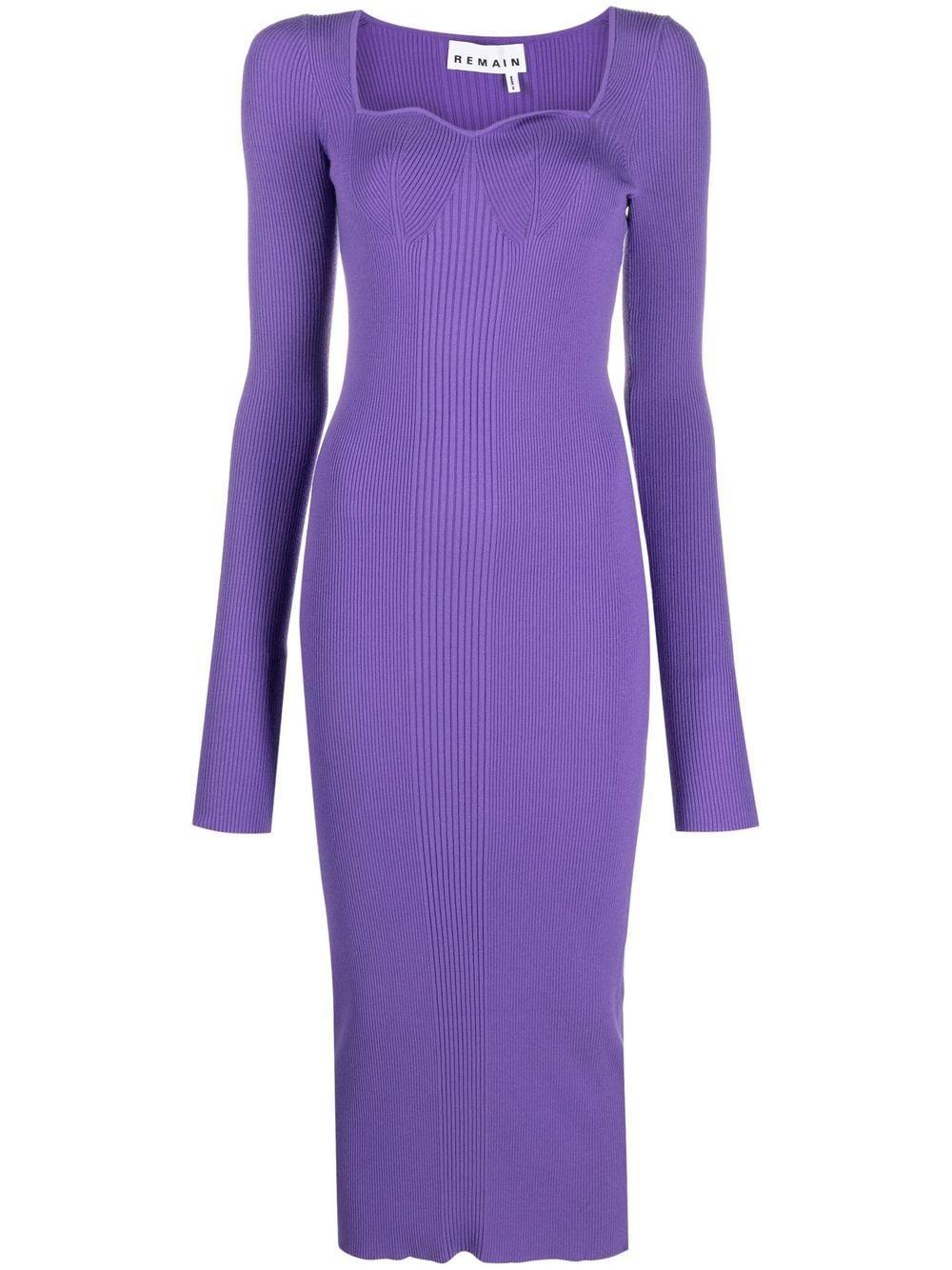 Remain Dense Ribbed-knit Midi Dress in Purple | Lyst
