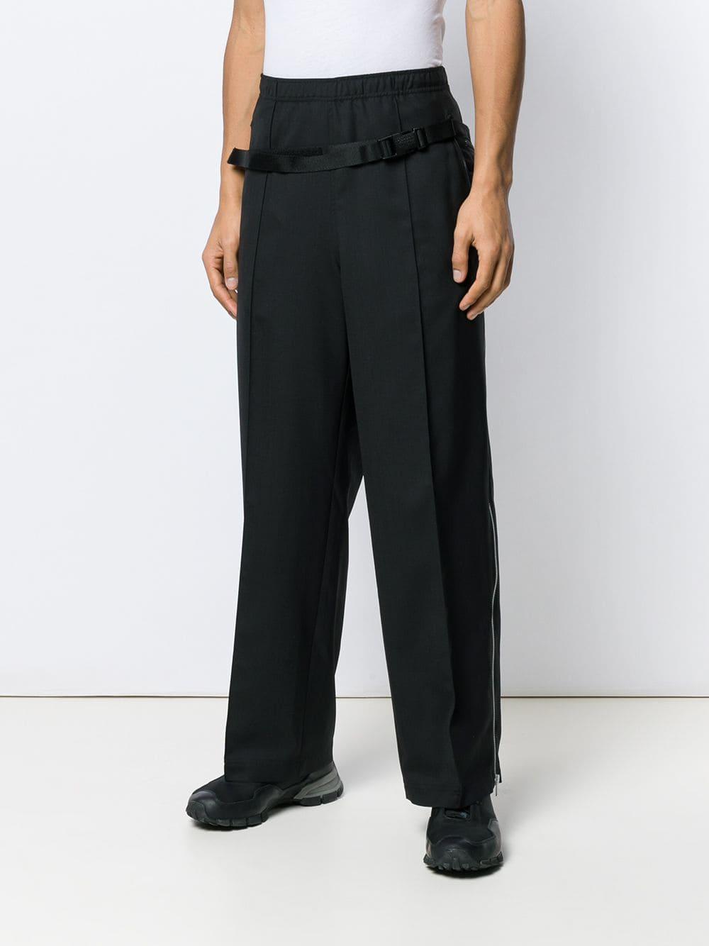 Maison Margiela Belted Straight Leg Trousers in Black for Men - Lyst