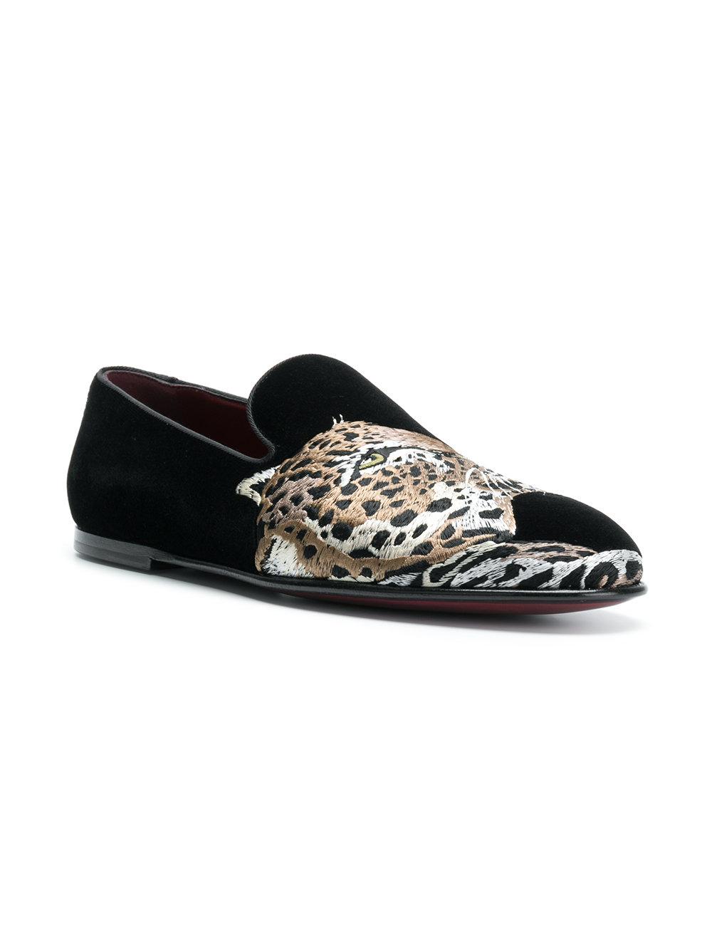 Dolce & Gabbana Synthetic Leopard Appliqué Loafers in Black for 
