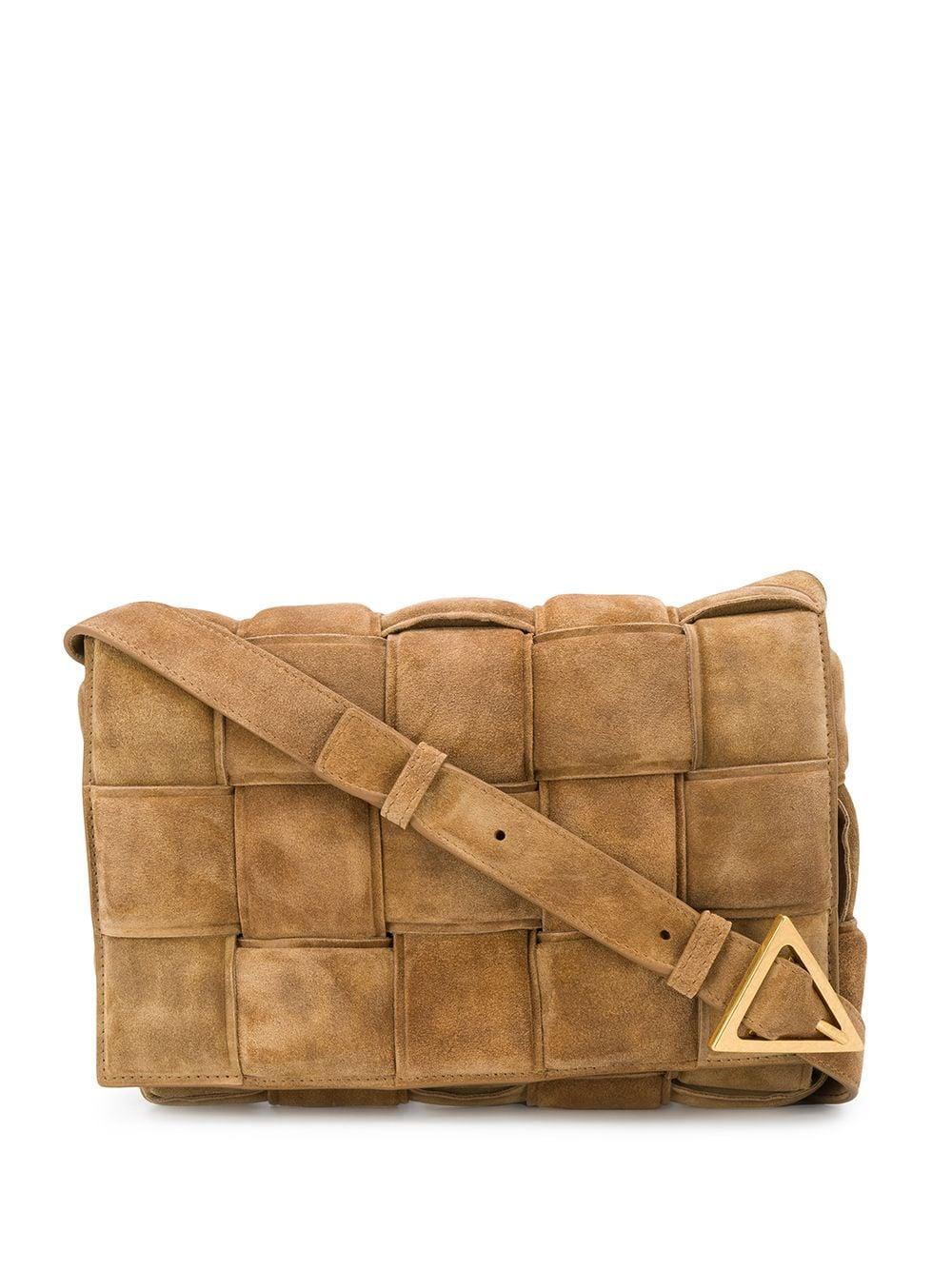 Bottega Veneta Padded Cassette Bag In Intrecciato Suede in Brown | Lyst