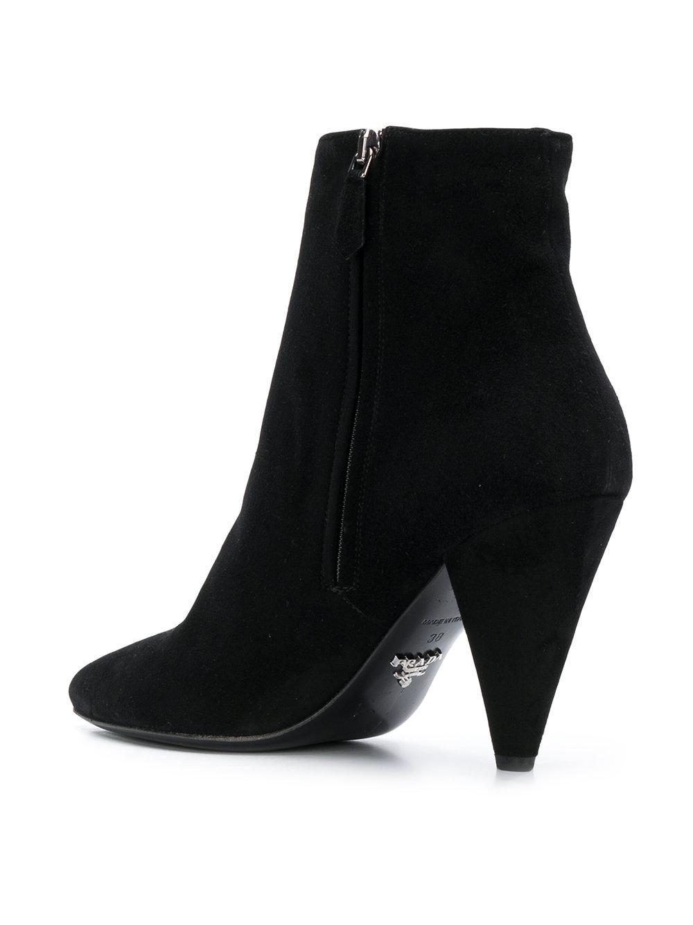 Prada Leather Pointed Ankle Boots in Black - Lyst