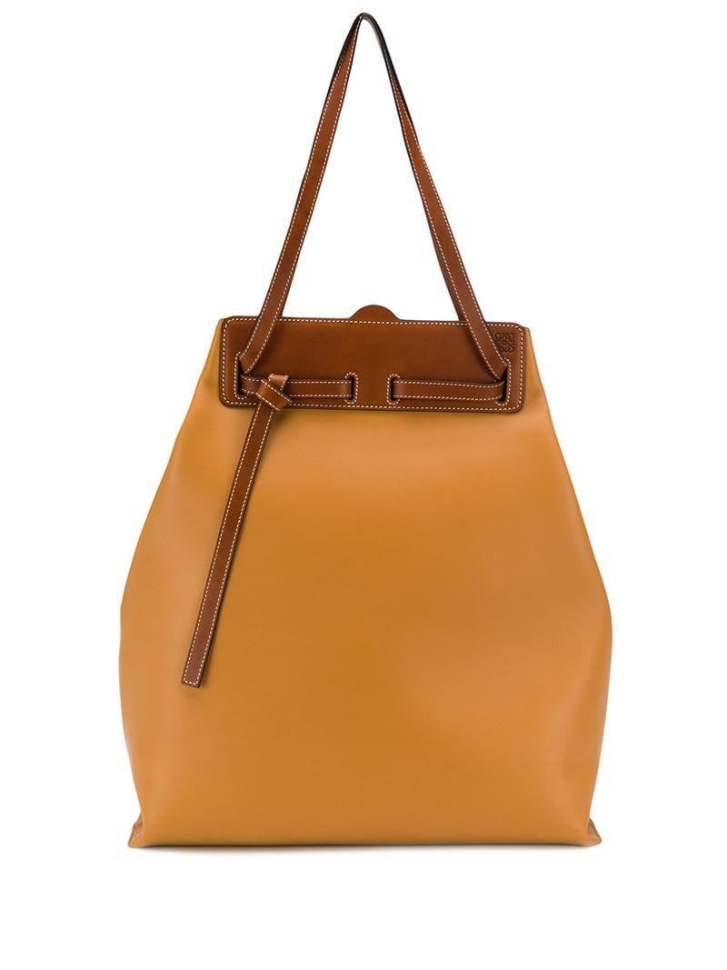 Loewe Lazo Leather Bucket Bag in Black