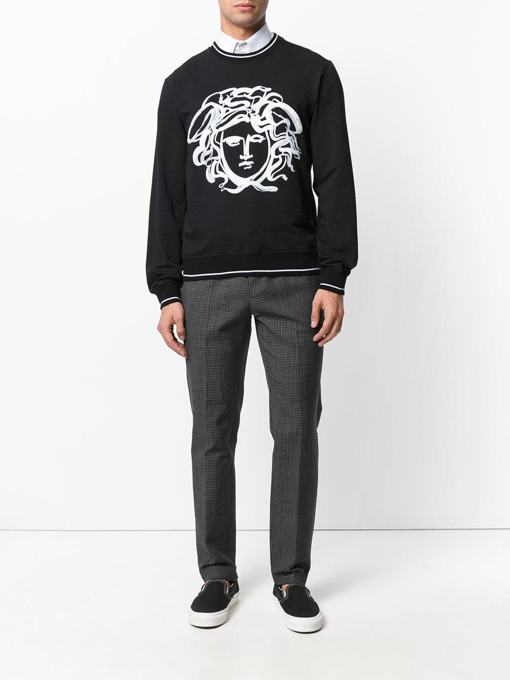 Felpa con Medusa dipintaVersace in Cotone da Uomo colore Nero | Lyst