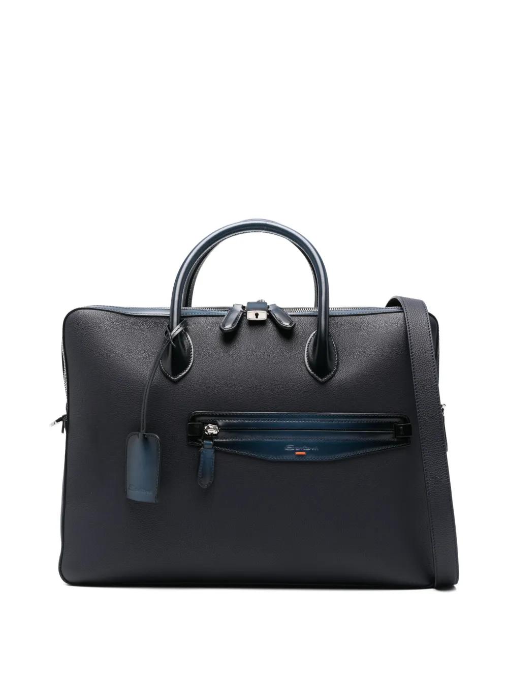 Borsone De Voyage En Cuir Santoni Pour Homme - Sac Week-end élégant Et Pratique