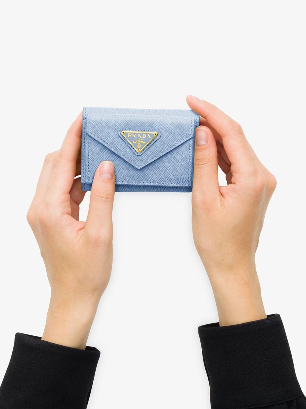 Prada Saffiano Small Wallet in Blue | Lyst UK