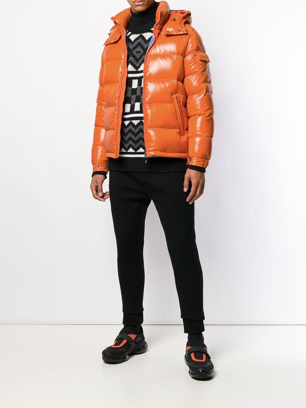 moncler orange puffer jacket